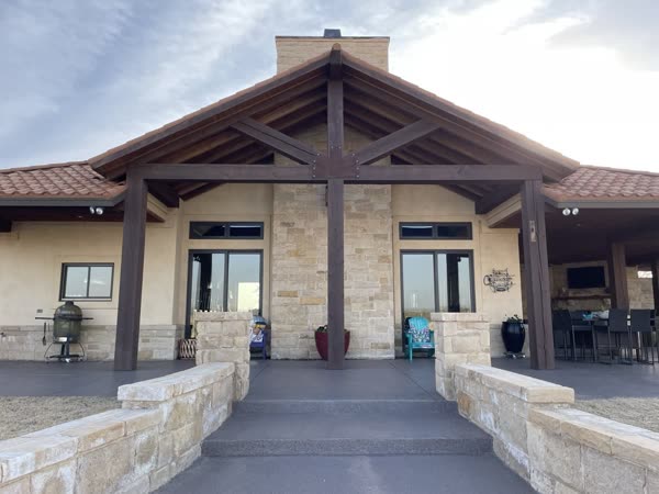 Stained wood patio surface