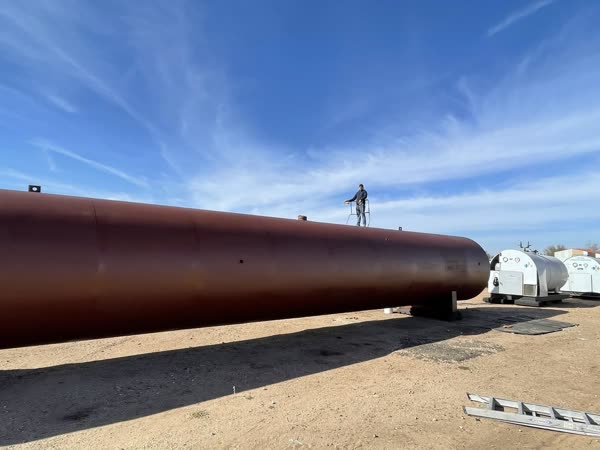 Industrial tank before protective coating application